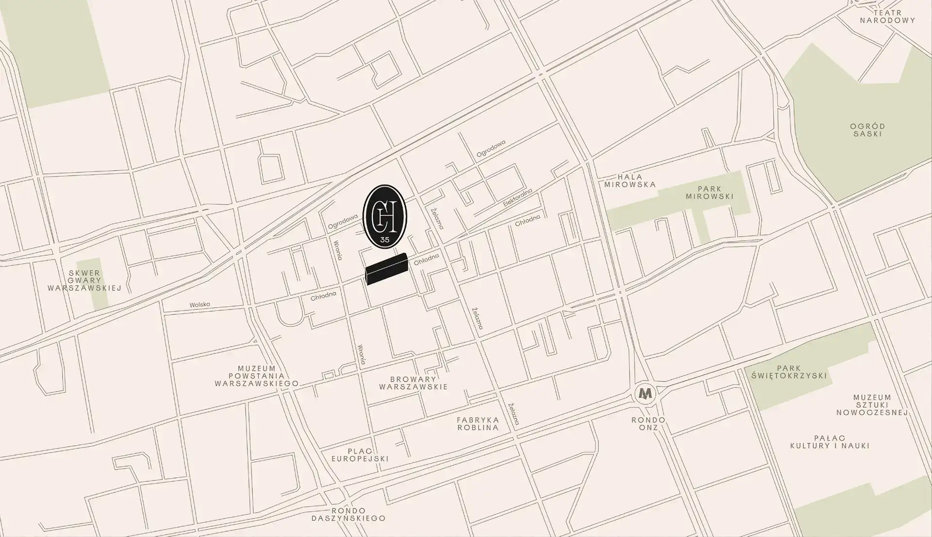 Lokalizacja inwestycji Chłodna 35, Warszawa Wola