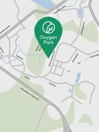 Mapa do biura sprzedaży Oxygen Park, Gdansk