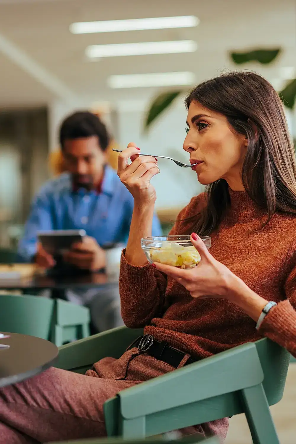 At your fingertips, what is usually uphill