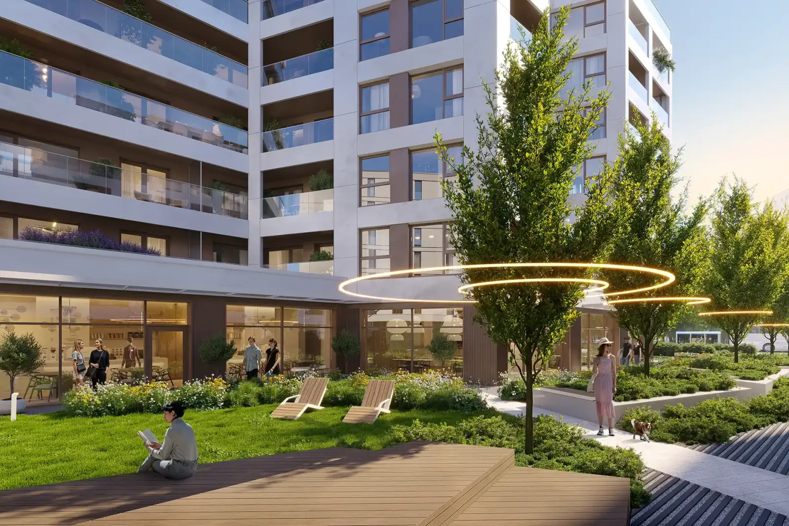 Patio inwestycji Cynamonowa, Warszawa Ursynów